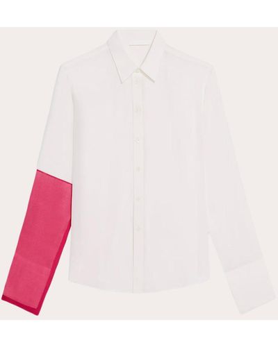 Helmut Lang Relaxed Silk Combo Shirt - Pink