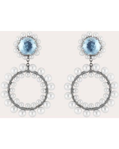 Larkspur & Hawk Sky Foil Olivia Double Boule Pearl Drop Earrings - Natural