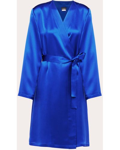 La Perla Women's Short Silk Robe - Blue