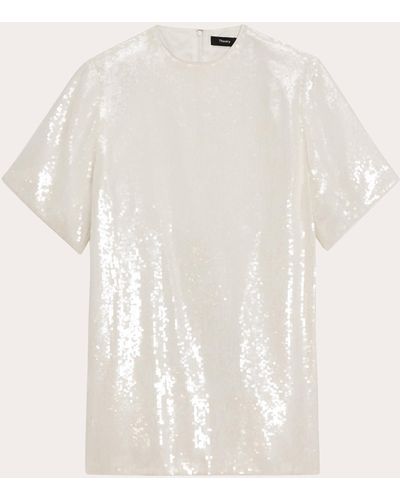 Theory Sequin Oversized T-shirt Dress - White