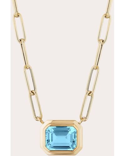 Goshwara Topaz Emerald-cut Bezel Pendant Necklace - Blue