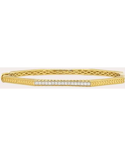 Jude Frances Lisse Octagonal Engraved Pavé Diamond Bangle - Natural