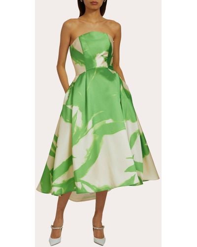 Amsale Mikado Arched Tea-length Dress - Green