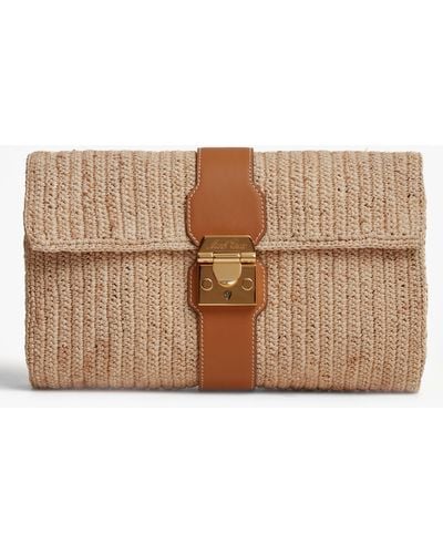 Mark Cross Sylvette Raffia & Leather Clutch - Brown