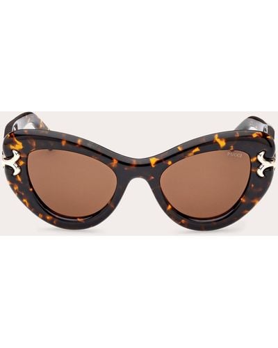 Emilio Pucci Havana Fishtail Logo Cat-eye Sunglasses - Brown