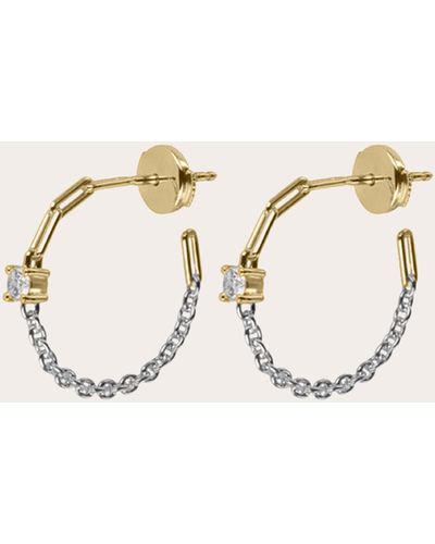 Yvonne Léon Round Diamond Two-tone Solitaire Hoop Earrings - Natural