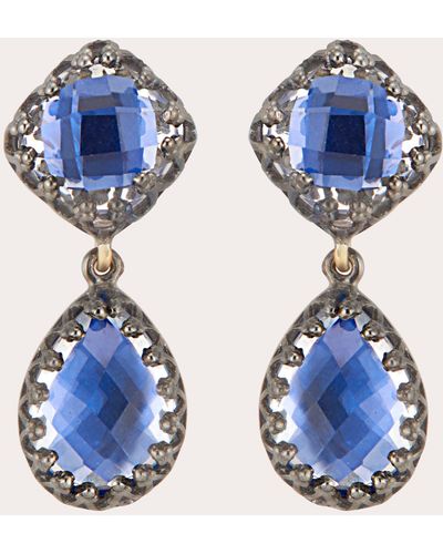 Larkspur & Hawk Indigo Foil Small Jane Drop Earrings 14k Gold - Blue