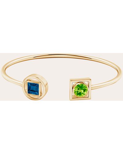 Natori Peridot & Blue Topaz Infinity Geometric Open Bangle - Natural