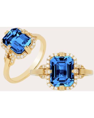 Goshwara Diamond & London Topaz Emerald-cut Ring 18k Gold - Blue