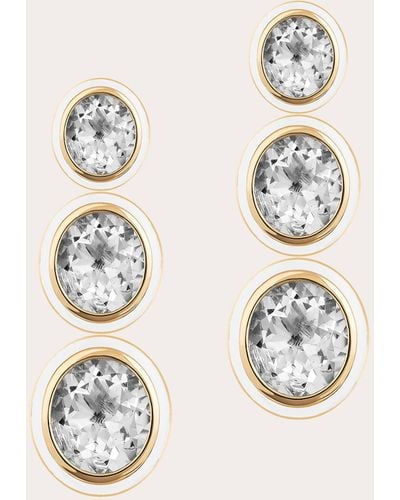 Goshwara Rock Crystal & Agate Triple-tier Drop Earrings 18k Gold - White