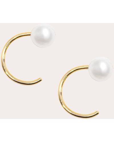 POPPY FINCH Pearl Petite huggie Earrings 14k Gold - Natural