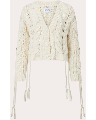 Hayley Menzies Hayley Zies Cable Knit Lace-up Cardigan - Natural