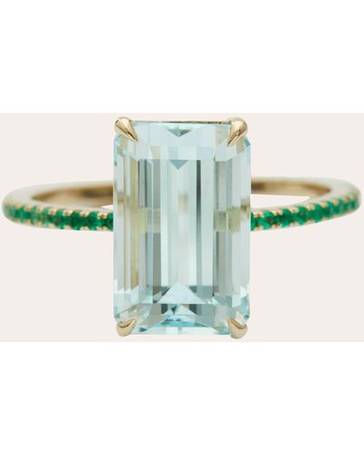 Yi Collection Aquamarine And Emerald Spring Ring 18k Gold - Green