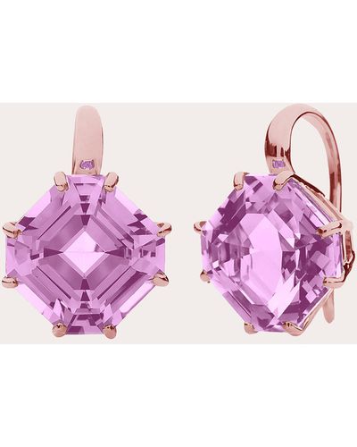 Goshwara Lavender Amethyst Squared Emerald-cut Drop Earrings 18k Gold - Pink