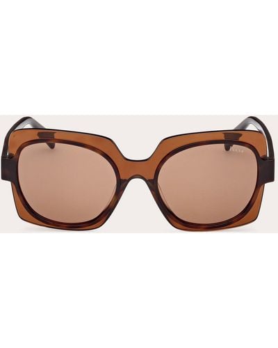 Emilio Pucci Blonde Havana Transparent & Light Square Sunglasses - Brown