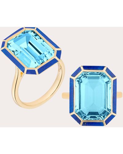 Goshwara Topaz & Lapis Lazuli Inlay Emerald-cut Ring - Blue