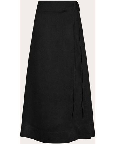 Asceno Amalfi Linen Wrap Skirt - Black