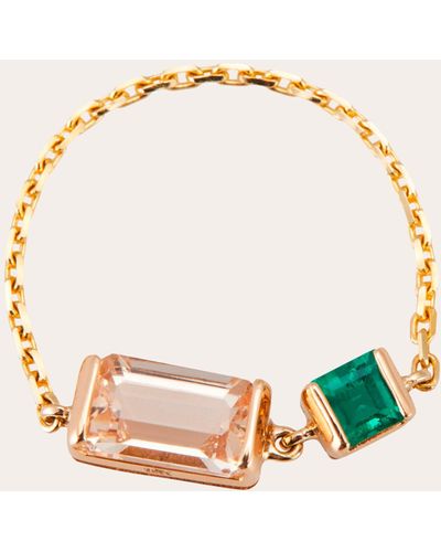 Yi Collection Morganite & Emerald Chain Ring - Natural