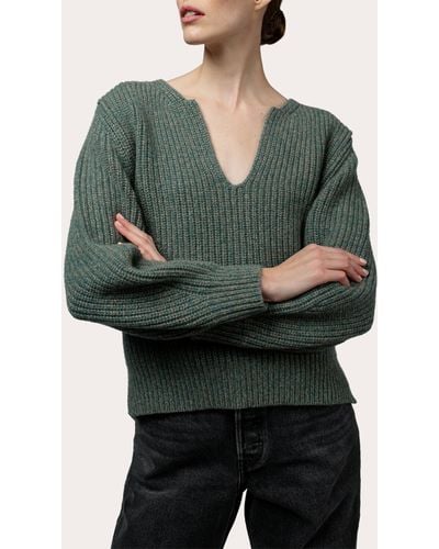 Santicler Kaya Notched Cashmere Sweater - Green