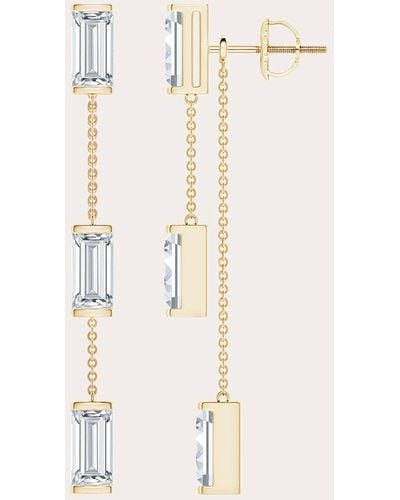 Natori Baguette-cut Diamond Front-back Chain Drop Earrings - Natural