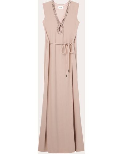 St. John Hammered Satin Sequin Gown - Pink