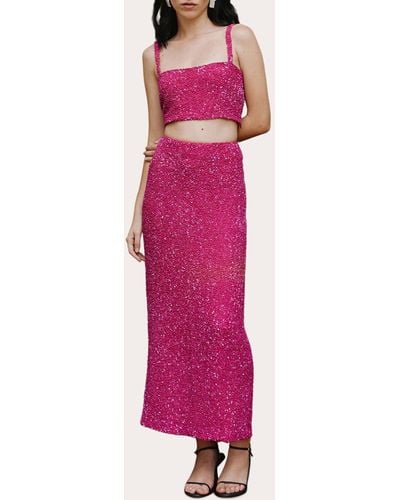 No Pise La Grama Mi Luz Sequin Maxi Skirt - Pink