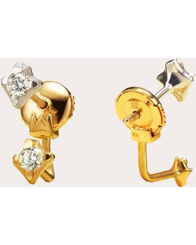 Milamore Double Diamond Hanabi Self Love Stud Earrings - Metallic