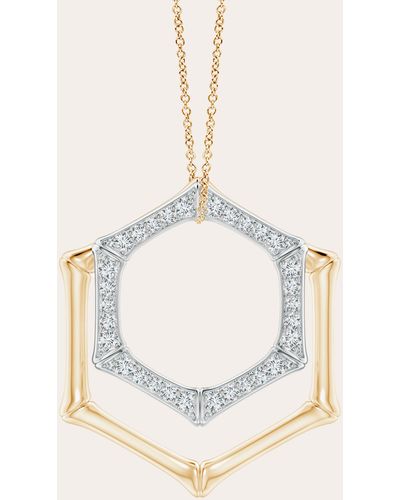 Natori Hexagonal Bamboo Diamond Pendant Necklace - Natural