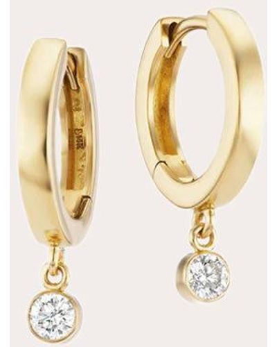 The Gild Diamond Dangle huggie Hoop Earrings - Natural
