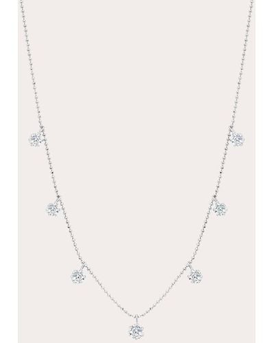Graziela Gems 18k White Gold Medium Floating Diamond Station Necklace - Natural