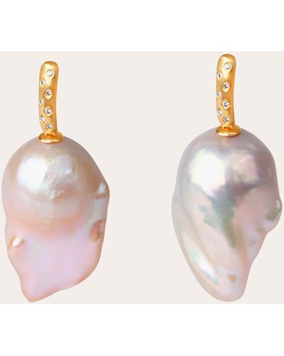 JIA JIA Ocean Diamond Bezel Baroque Pearl Earrings - Pink