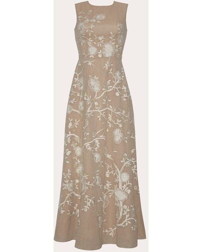 Adam Lippes Embroidered Burlap Eloise Dress - Natural