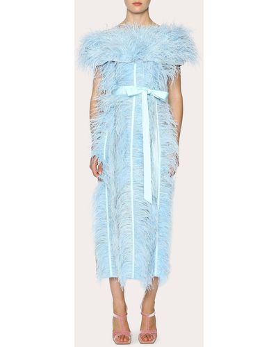 Huishan Zhang Angelina Feathered Midi Dress - Blue