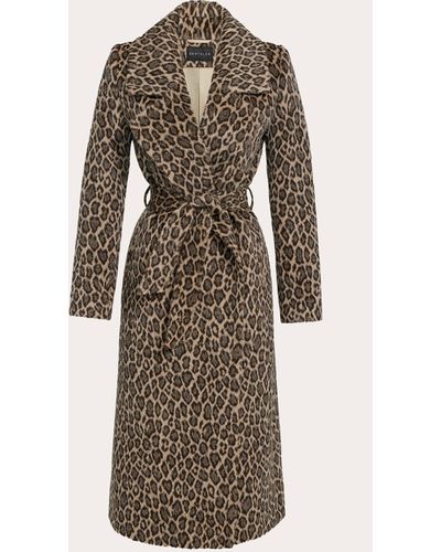 Sentaler Leopard Alpaca Notch-collar Long Wrap Coat Wool/nylon/polyester - Natural