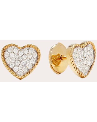Yvonne Léon Diamond Mini Heart Stud Earrings - Natural