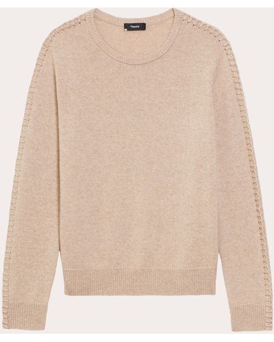 Theory Blanket-stitch Easy Crewneck Sweater - Natural