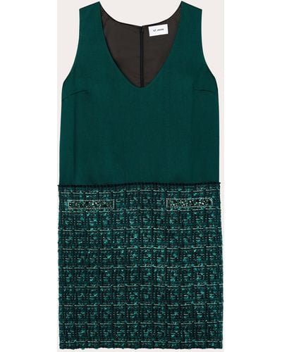 St. John Twill Tweed Mini Dress - Green