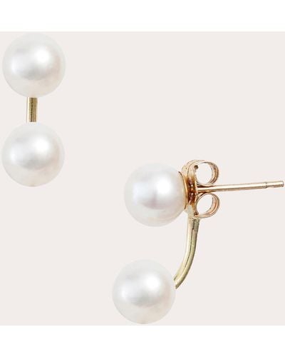 POPPY FINCH Pearl Petite Jacket Stud Earrings 14k Gold - Natural