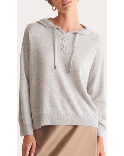 Loop Cashmere Cashmere Lace-neck Hoodie - Gray