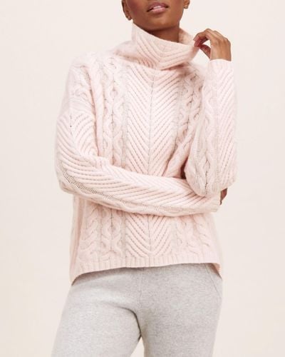 Loop Cashmere Cable Turtleneck Sweater - Natural