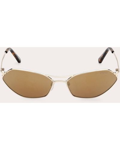 Emilio Pucci Goldtone & Brown Mirror Geometric Sunglasses - Natural