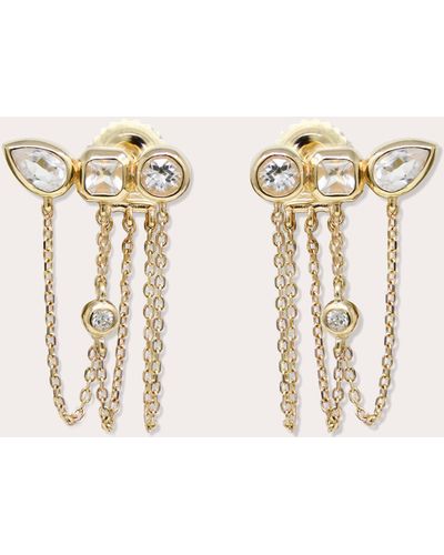 Anzie Jaeda Triple Chain Drop Earrings - Natural