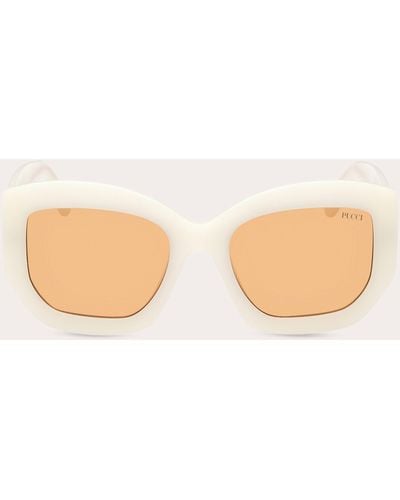Emilio Pucci White & Amber Brown Geometric Sunglasses - Natural