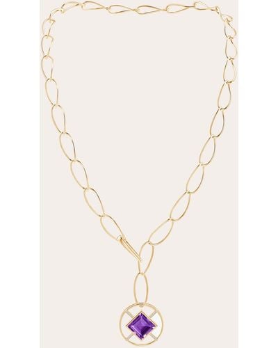 Natori Amethyst & Diamond Bar Infinity Circle Lariat Necklace - Natural