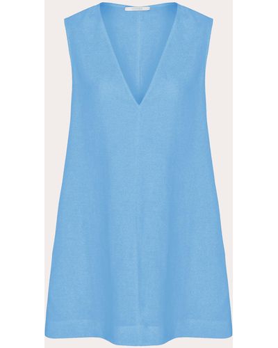 Asceno Derya Linen Mini Dress - Blue