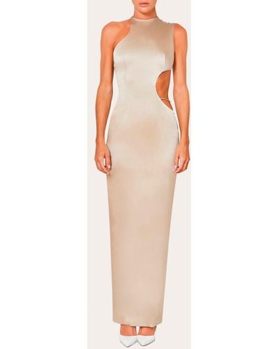 LAQUAN SMITH Cutout Silk Halter Gown - Pink