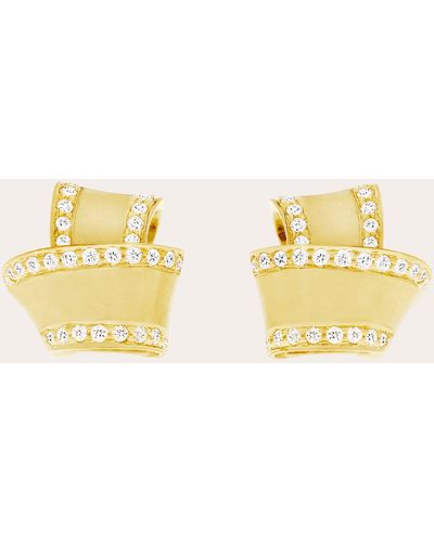 Carelle Knot Diamond Trim Stud Earrings - Metallic