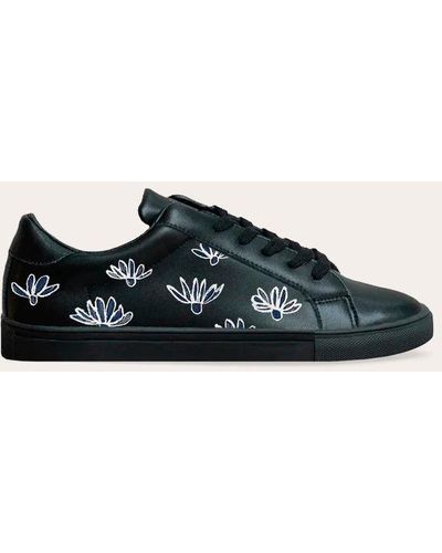 Alepel Daisies Leather Sneaker - Black