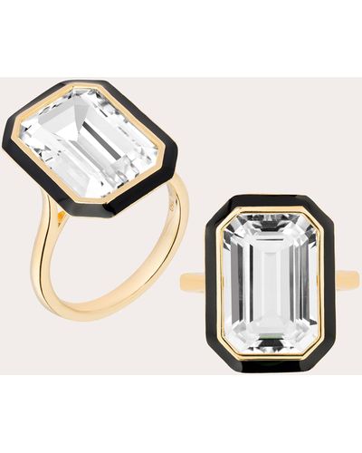 Goshwara Rock Crystal & Enamel Emerald-cut Ring - Metallic