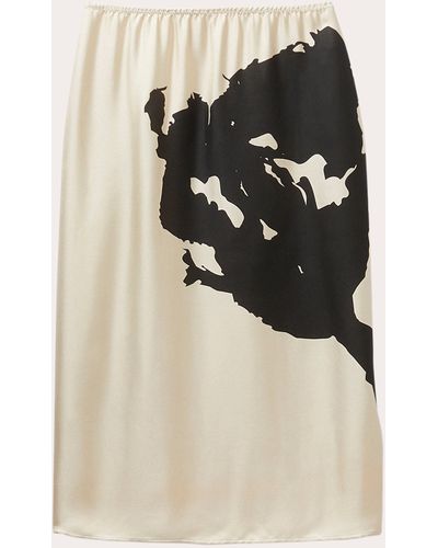 BITE STUDIOS Printed Silk Skirt - Natural
